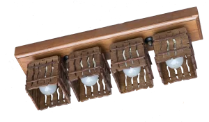 Дерев'яна стельова люстра з 4 плафонами