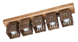 Дерев'яна стельова люстра з 5 плафонами