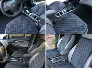 Накидки на сидіння авто з АЛЬКАНТАРИ (штучна замші). Чорні. 2 передних