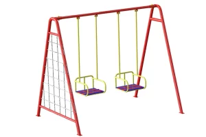 Дитячі двомісні гойдалки для вулиці з гладіаторською сіткою