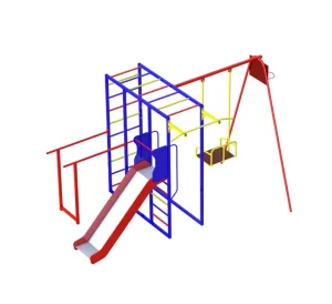 Дитячий спортивно-ігровий комплекс з гойдалкою і гіркою з нержавійки
