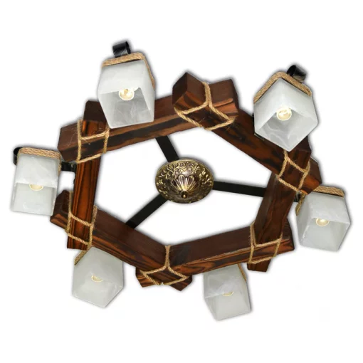 Люстра стельова з натурального дерева на 6 ламп LP-S6 /П/