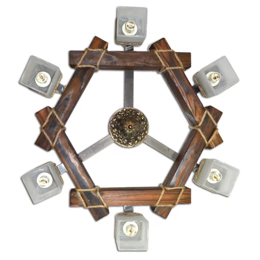 Люстра стельова з натурального дерева на 6 ламп LP-S6 /П/