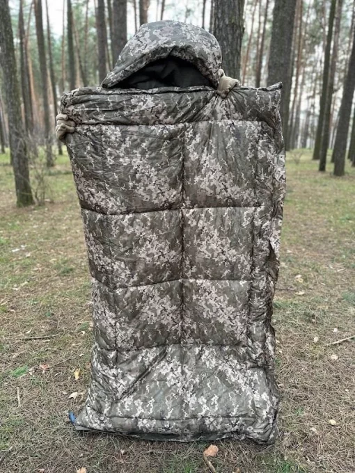 Спальний мішок на флісі для холодної погоди до -40°Зимовий метровий. Мішок ковдру Ботал, ширина 100см, піксель