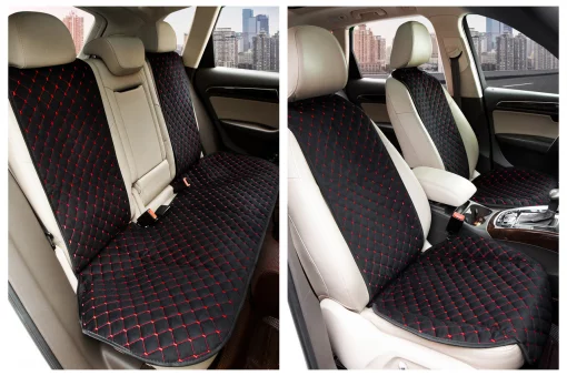 Накидки на сидіння авто з АЛЬКАНТАРИ (штучної замші). Червона рядок. Комплект