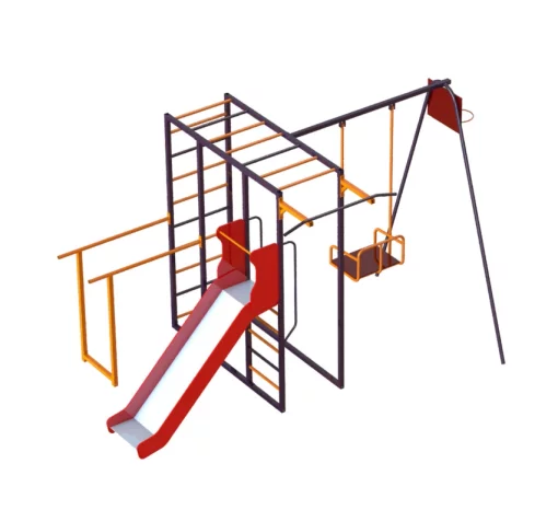 Дитячий спортивно-ігровий комплекс з гойдалкою і гіркою з нержавійки