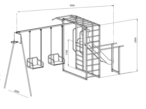Спортивно-ігровий комплекс з гіркою і гойдалками вуличний
