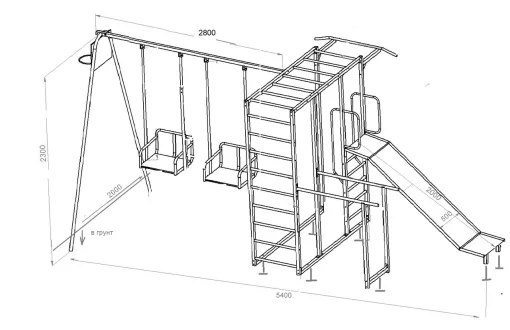 Спортивно-ігровий комплекс з гіркою і гойдалками для всієї родини