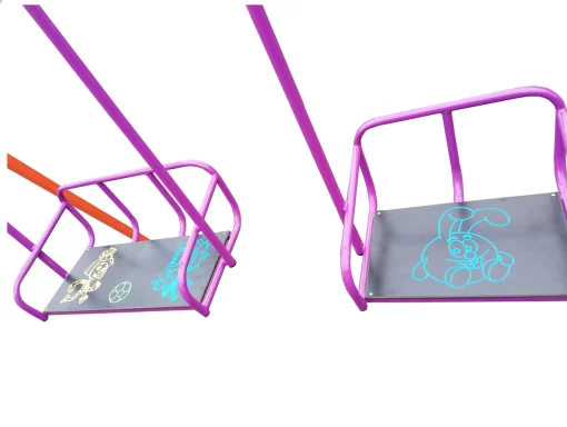Гойдалки &quot;Спорт -3&quot; посилені з баскетбольним кільцем, друге широке сидінням з принтом.