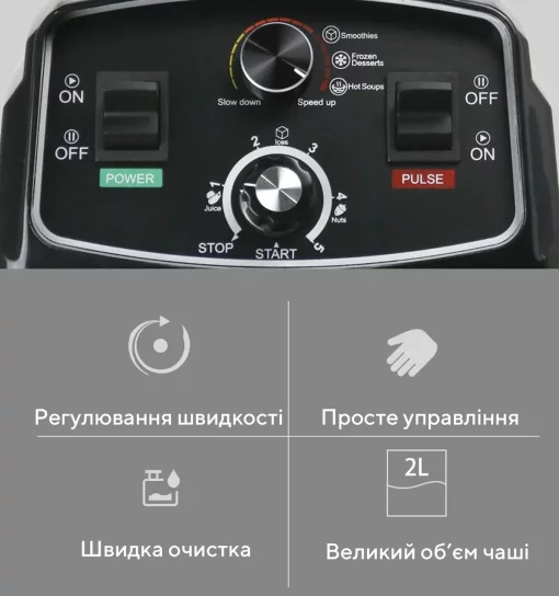 Блендер із чашею для смузі, фрешів, коктейлів Biolomix Triniti T5200 (2 Літра, 2.2 кВт) Блендер стаціонарний