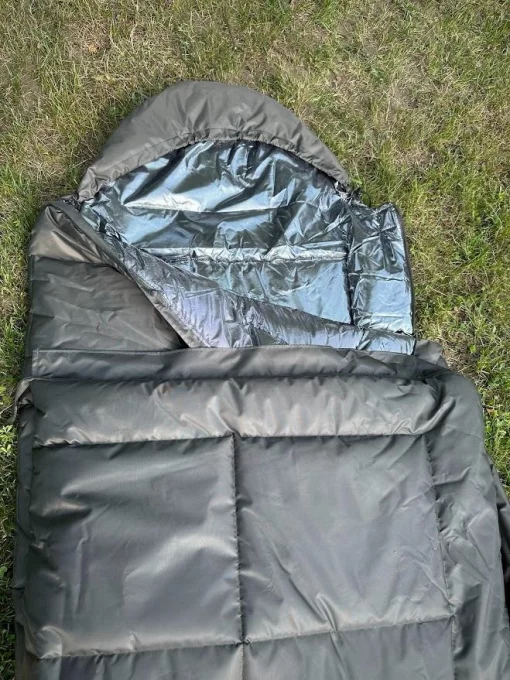 Спальник зимовий Термо до -40 метровий Зимовий спальник для суворої зими з капюшоном Ботал Олива, Хакі