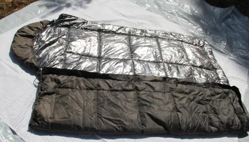 Спальник зимовий Термо до -40° Спальний мішок зимовий стьоганий з капюшоном Олива, Хакі з підкладкою Omni-Heat